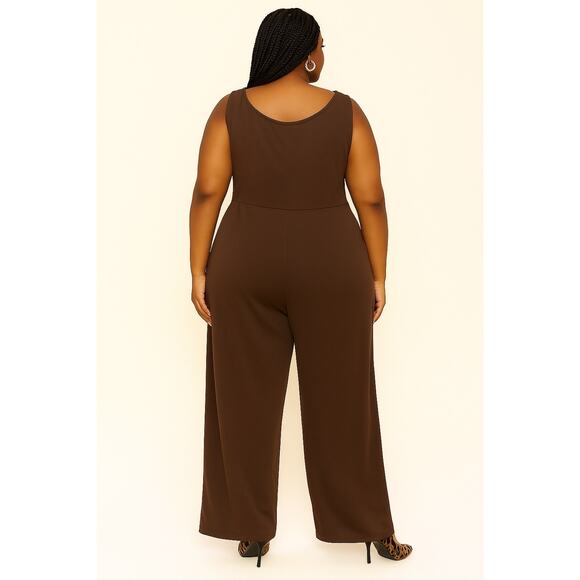 Jill Alexander Chocolate Brown Plus Size Jumpsuit – Sizes 1X - Picture 2 of 8